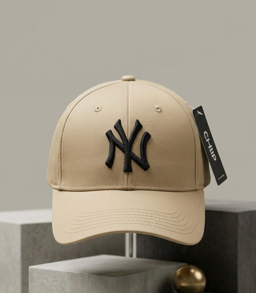 Beige NY Embroidered Adjustable Cap