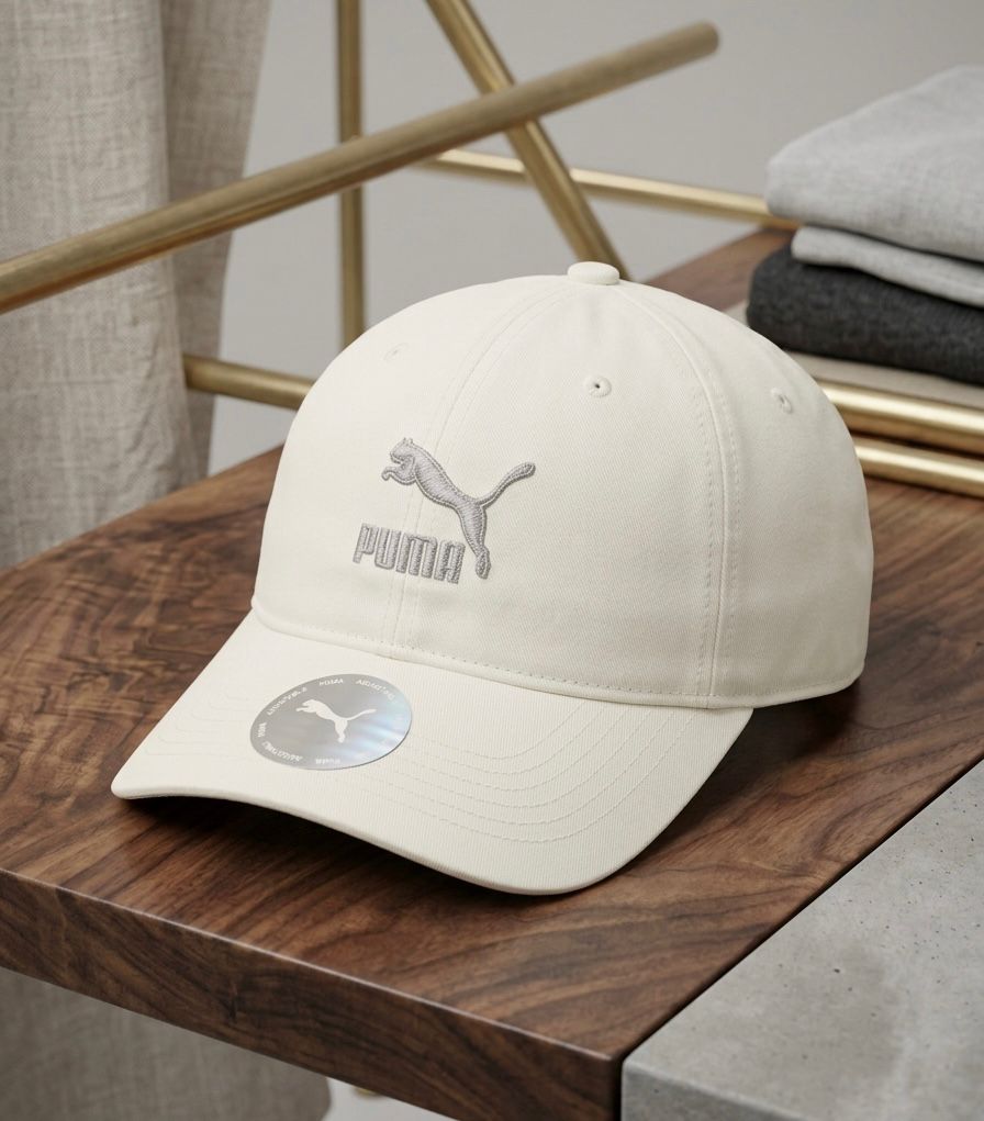 Luxury White Puma Cap – Silver Logo Edition | Unisex Sports & Casual Wear