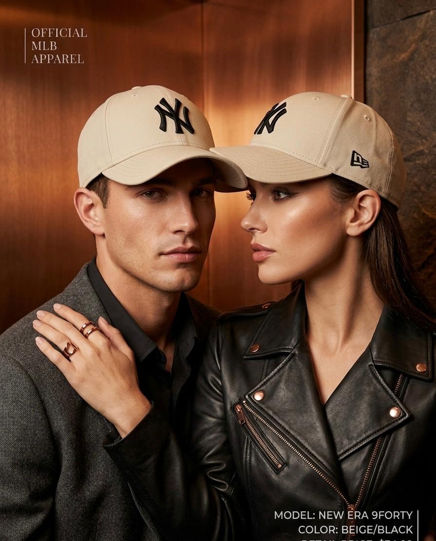 New York Classic Beige Black Curve Cap