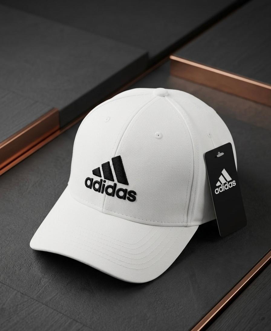 White Adidas Logo Cap – Premium Adjustable Unisex Cap