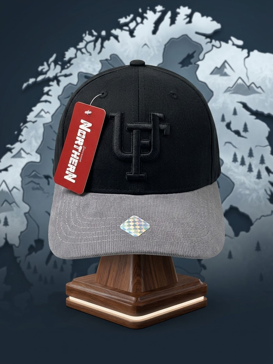 Northern Souvenirs "UF" Embroidered Cap – Black & Grey Corduroy Brim