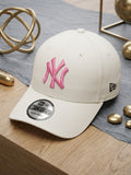 NY White Pink Embroidered Imported Cap – New Era 9FORTY