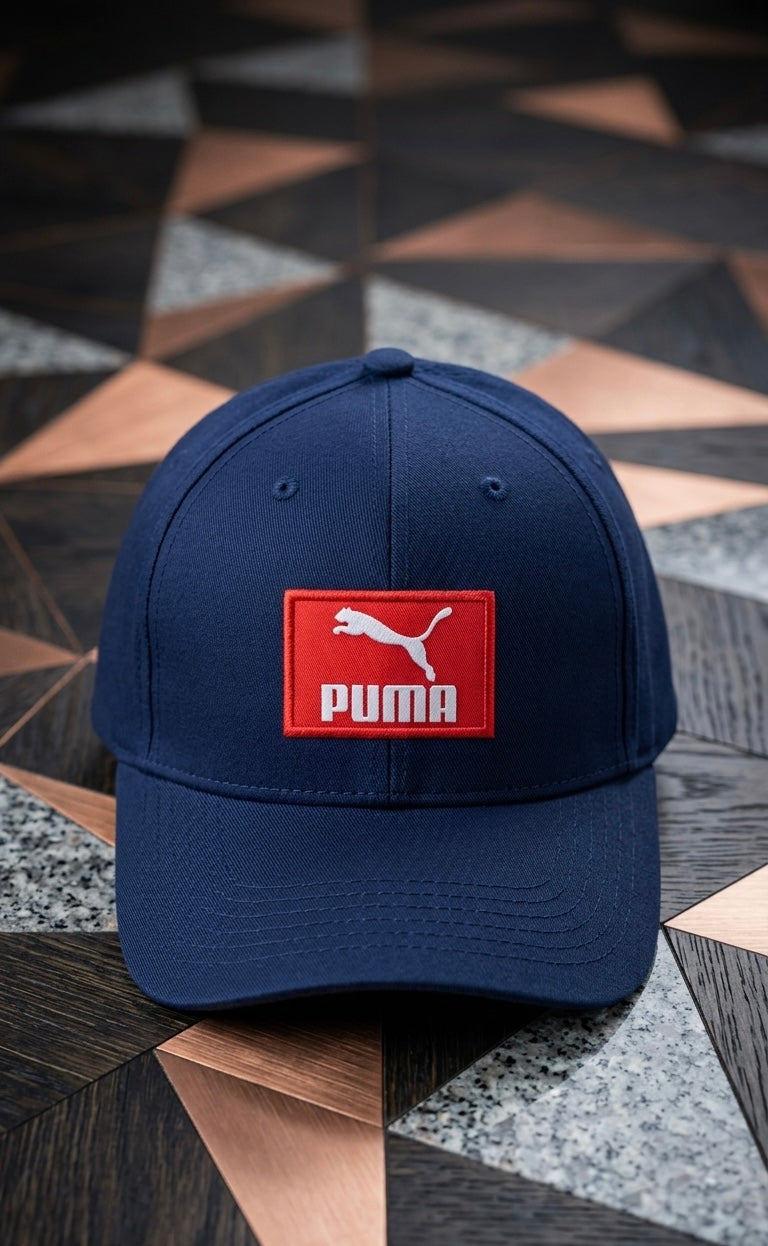 Puma Navy Box Logo Cap – Imported Premium Sporty Streetwear Cap Pakistan