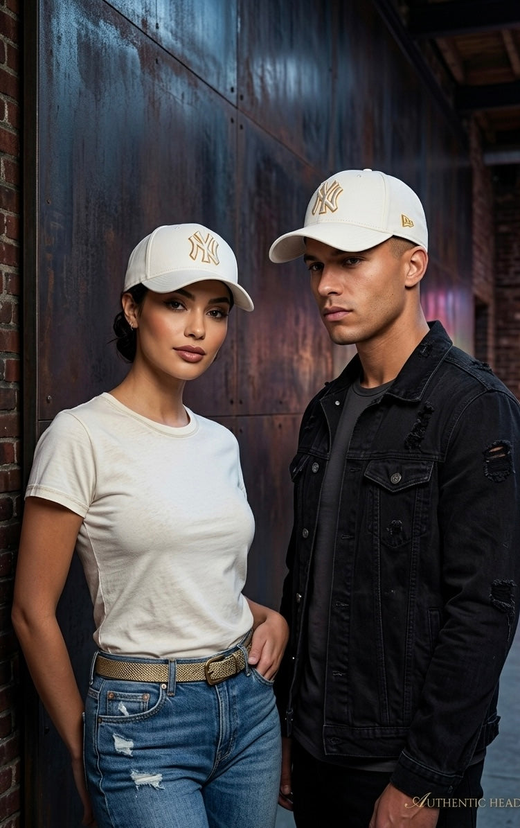 Premium NY Yankees Baseball Cap – Off-White & Gold Unisex Cap