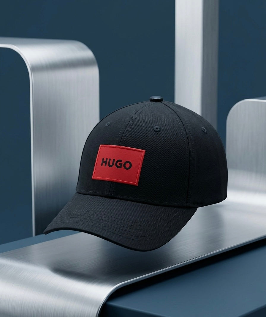 Urbanox HUGO Red Patch Premium Cap – Sleek Black Edition