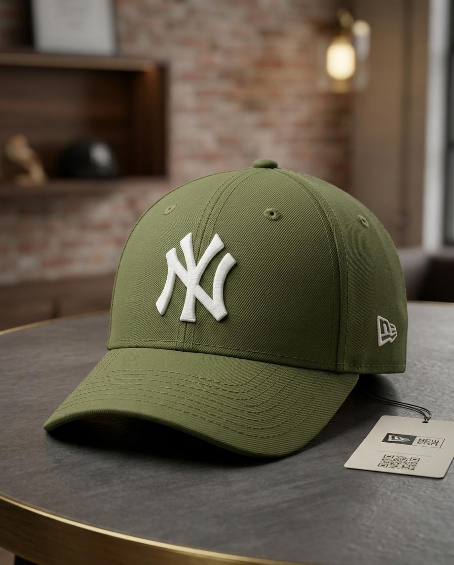 New Era NY Yankees Olive Green Adjustable Cap for Men & Women | Premium Baseball Hat