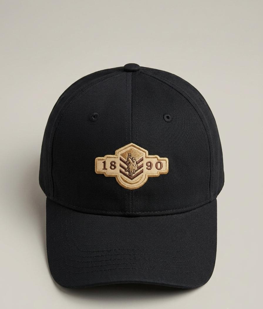 Classic Black Cotton Baseball Cap with Embroidered Logo