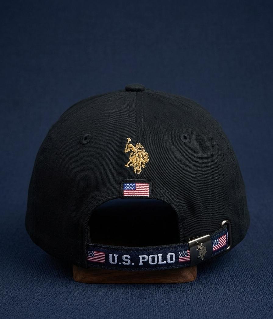 Classic Black Cotton Baseball Cap with Embroidered Logo