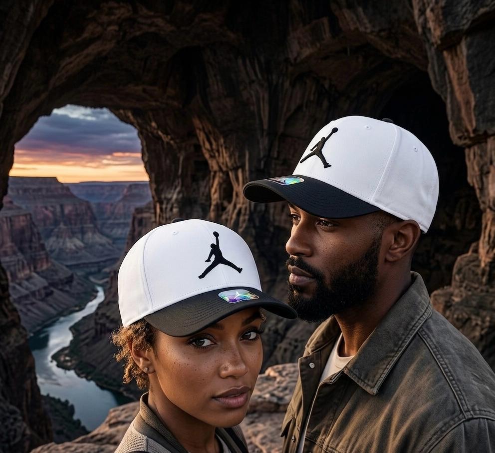 Premium Jordan Jumpman Cap – White & Black Adjustable Cap