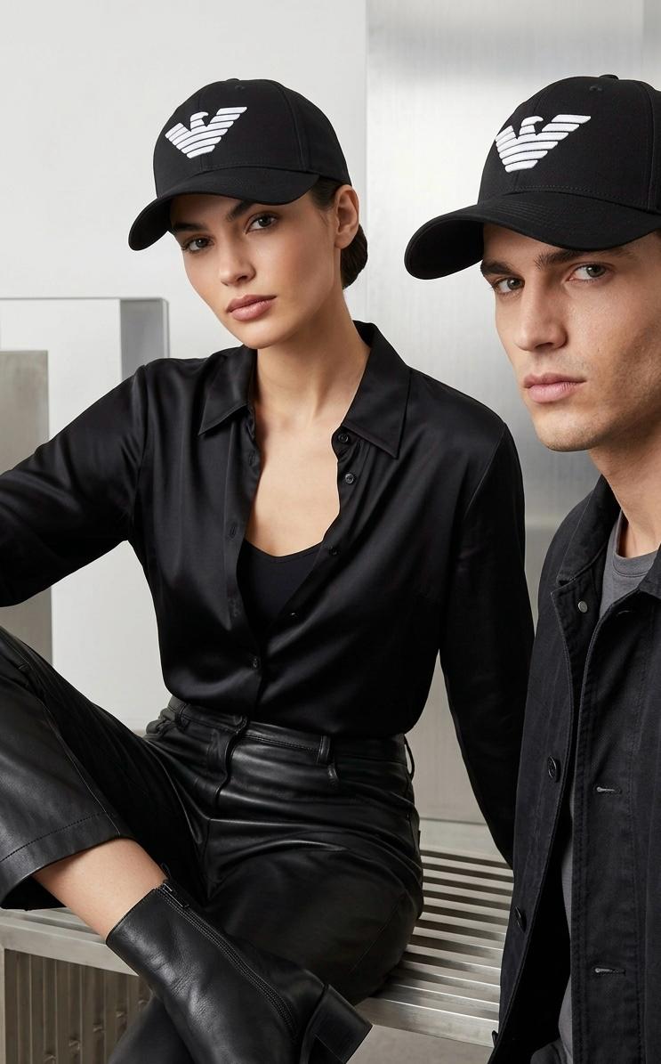 Emporio Armani Eagle Logo Baseball Cap – Black & White