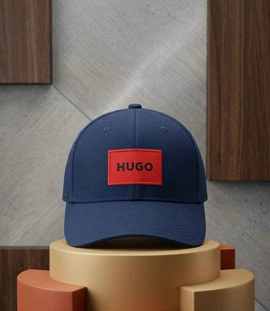 HUGO Red Logo Box Patch Cap – Dark Navy Blue