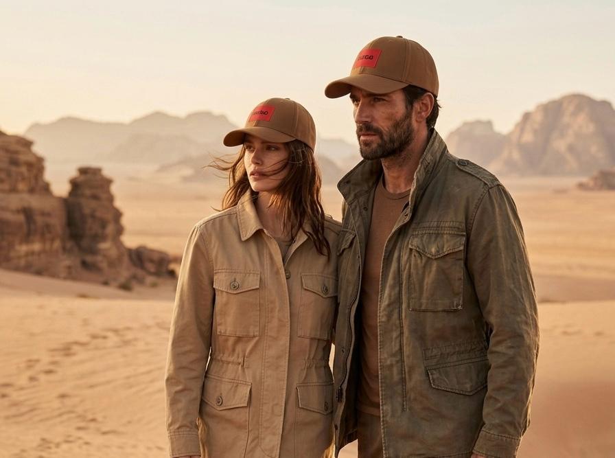 HUGO Red Logo Box Patch Cap – Brown / Camel