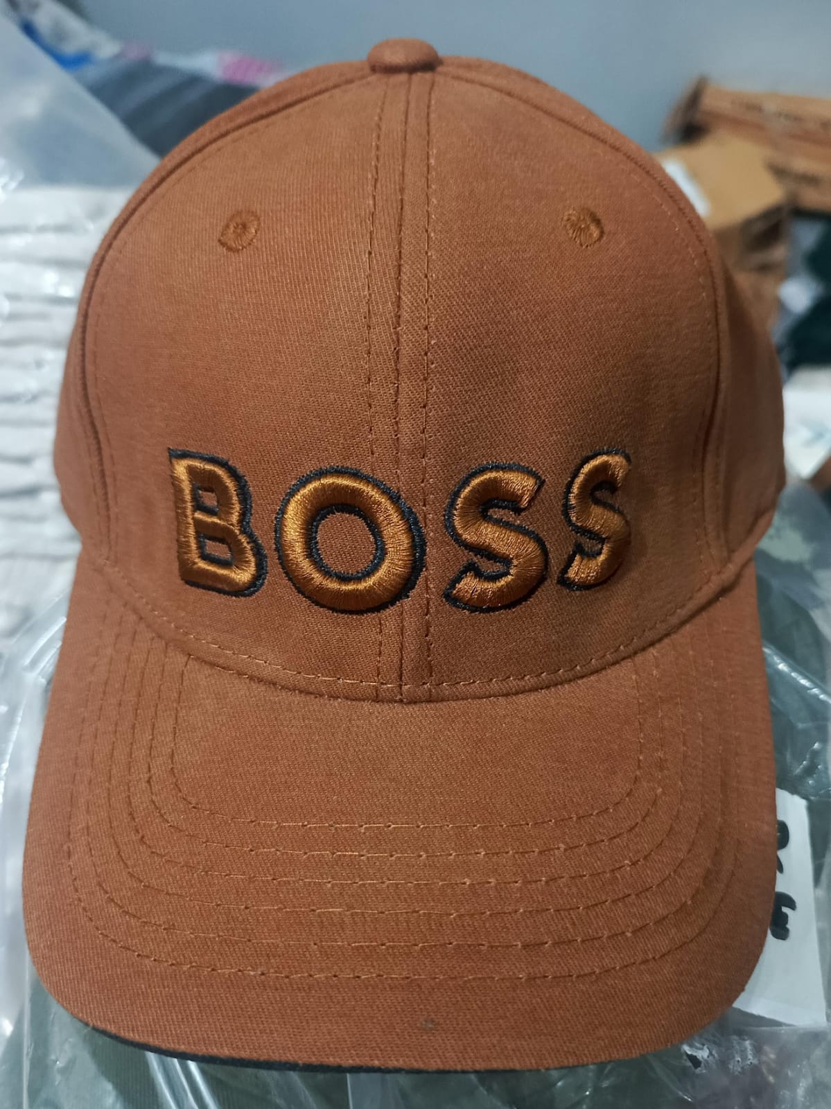 Classic Brown BOSS Embroidered Cap for Men & Women
