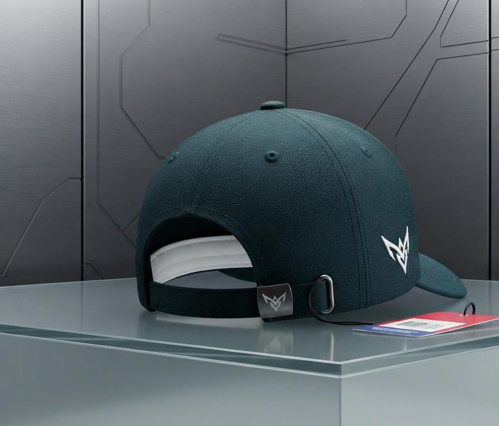 Unisex Embroidered Wing Logo Baseball Cap – Deep Teal Green