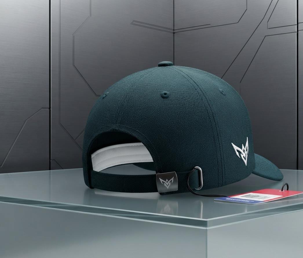 Unisex Embroidered Wing Logo Baseball Cap – Deep Teal Green