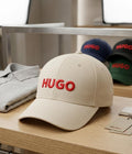 Hugo Premium Cotton Embroidered Unisex Cap – Off-White/Beige