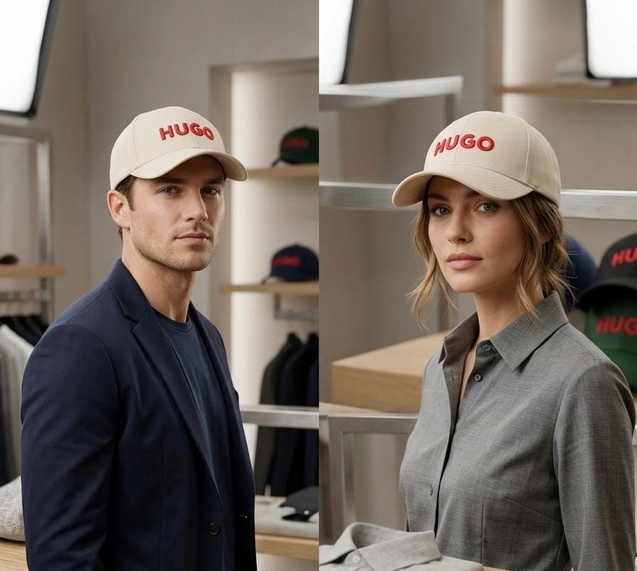 Hugo Premium Cotton Embroidered Unisex Cap – Off-White/Beige