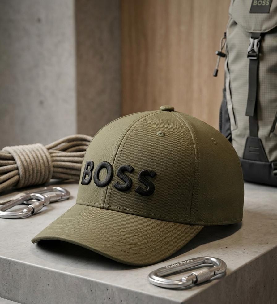 BOSS 3D Embroidered Cotton Baseball Cap – Olive Green