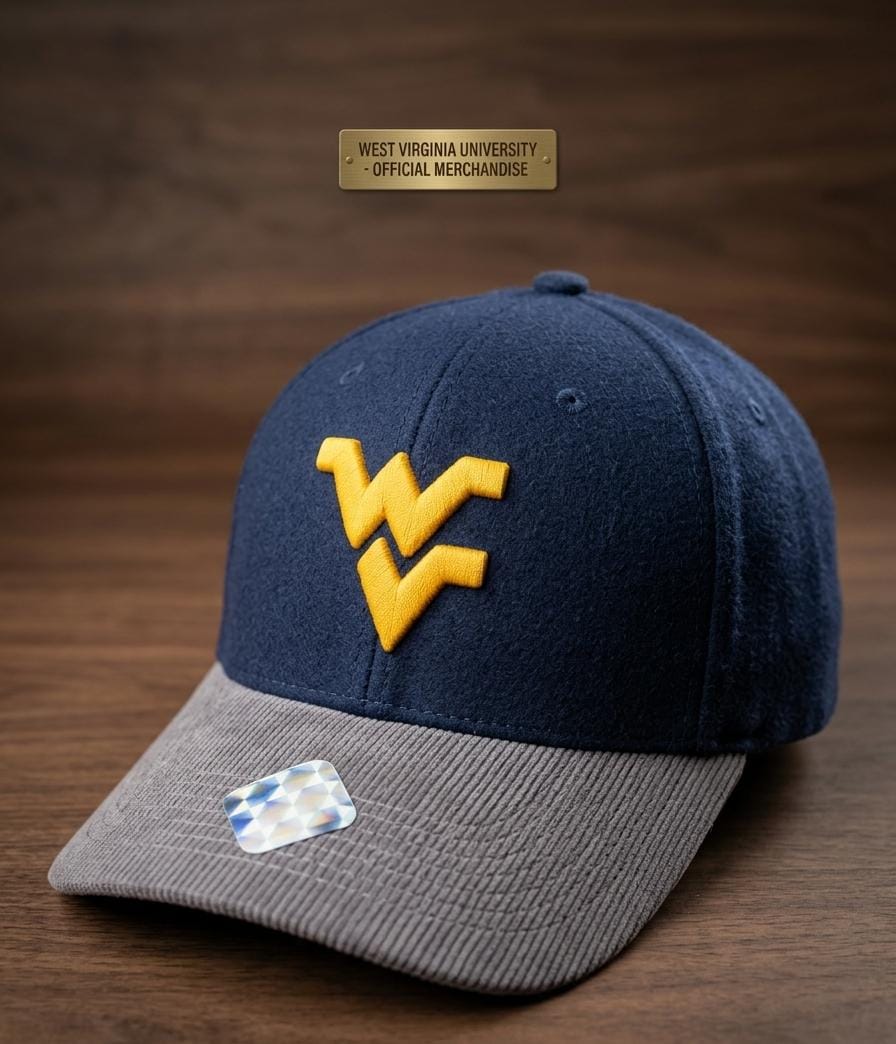 West Virginia WV Premium Corduroy Brim Cap – Navy & Grey