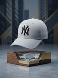 New York Yankees Light Grey Baseball Cap | Black Embroidered NY Headwear