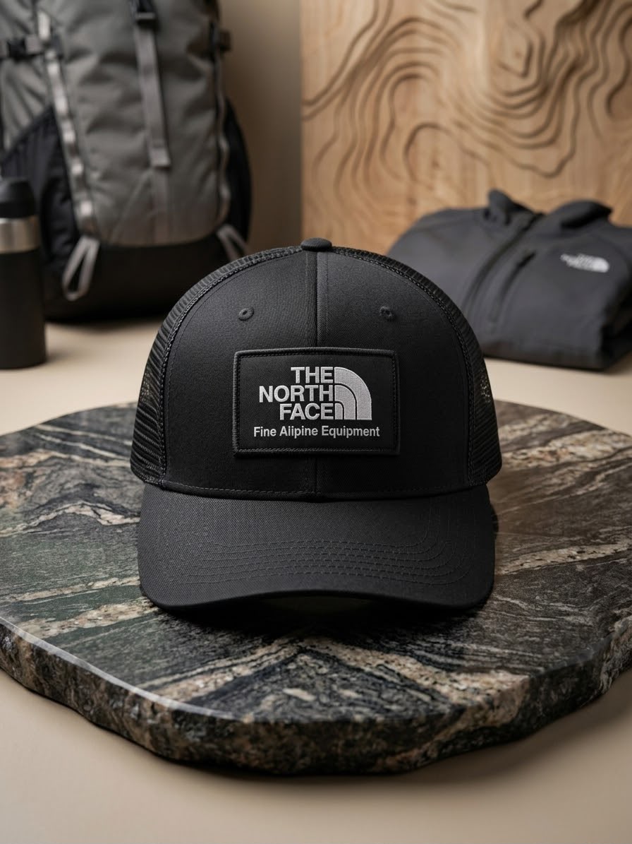The North Face Classic Black Trucker Cap | Mesh Back Outdoor Hat