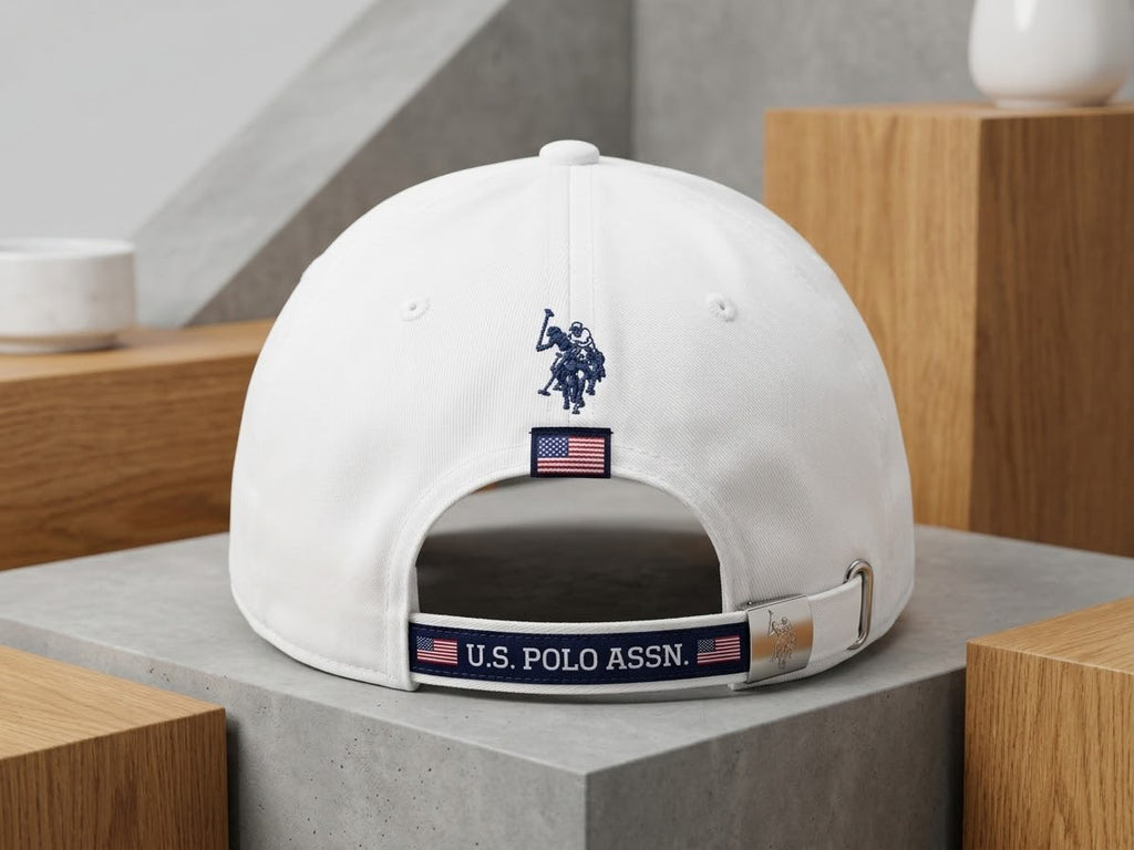 U.S. Polo Assn. Style White & Beige Plaid Panel Baseball Cap