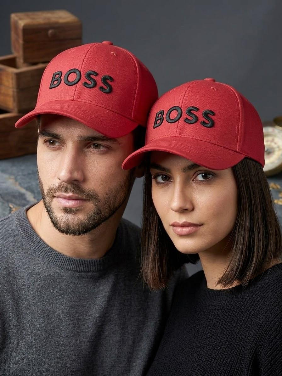 Premium Red "BOSS" Embroidered Baseball Cap | Stylish Casual Headwear For Men